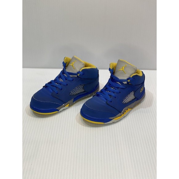 Air Jordan 5 Laney JSP Royal Blue Yellow Child/Toddler/Kids Size 10c Little Boys - Picture 4 of 10